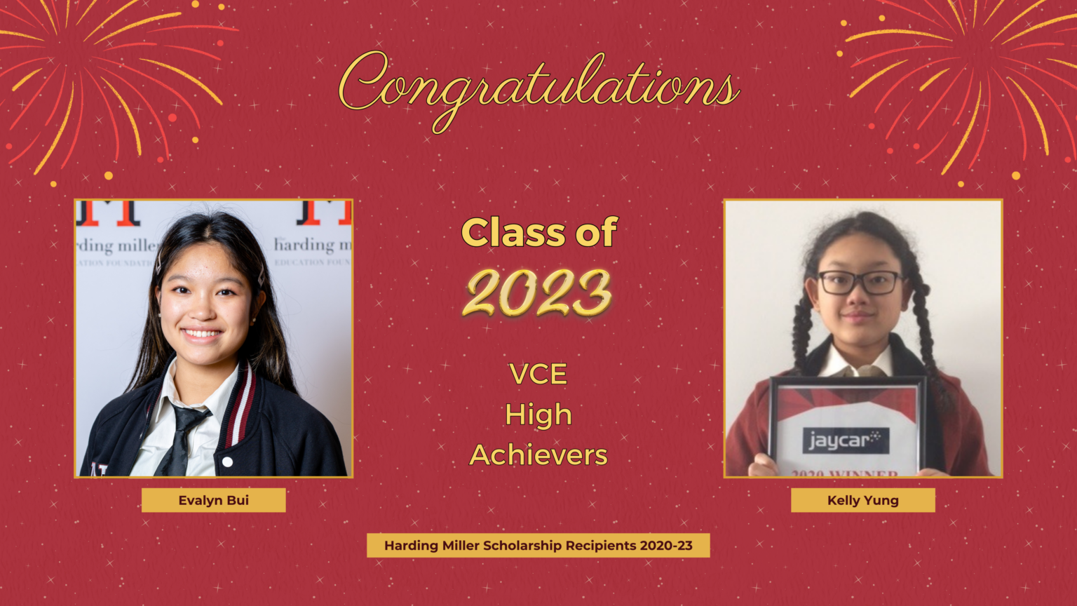 2023 HSC & VCE High Achieving Scholars Harding Miller Education Foundation